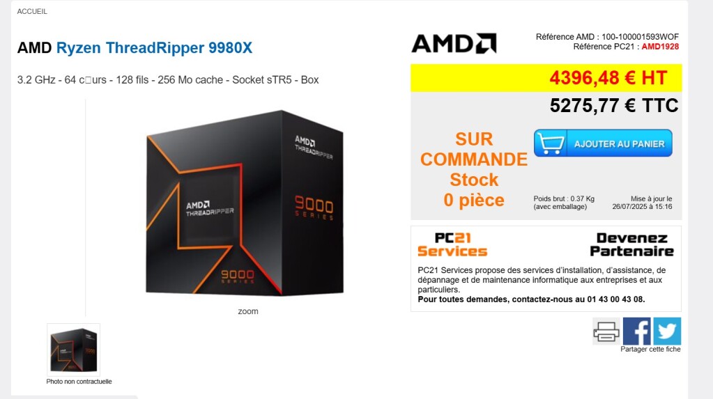 AMD Ryzen Threadripper 9000X : la HEDT renaît le 31 juillet 2 AMD Ryzen ThreadRipper 9980X