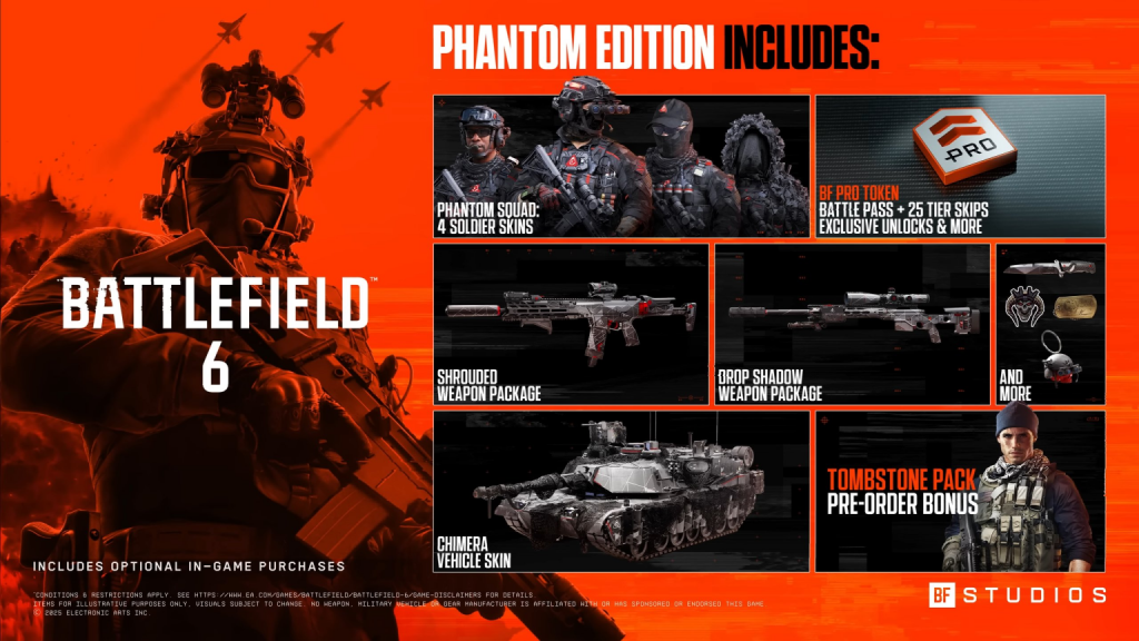 Battlefield 6 : Détails des éditions Standard et Phantom, bonus de précommande et accès à la bêta fermée 2 Battlefield 6 Phantom Edition rewards
