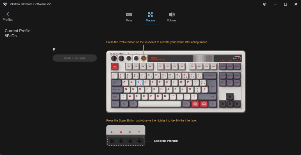 Clavier mécanique rétro 8BitDo logiciel macros