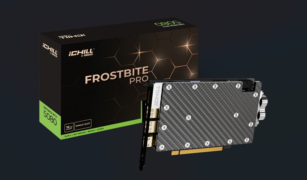 GeForce RTX 5090 et 5080 Frostbite Pro : INNO3D dévoile ses monstres watercoolés en 1 slot 8 INNO3D Frostbite Pro wb 5080 chrome