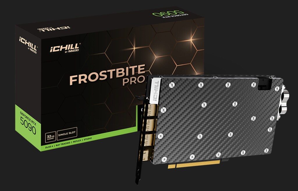 GeForce RTX 5090 et 5080 Frostbite Pro : INNO3D dévoile ses monstres watercoolés en 1 slot 7 INNO3D Frostbite Pro wb rtx 5090 01