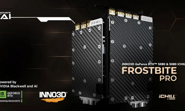 GeForce RTX 5090 et 5080 Frostbite Pro : INNO3D dévoile ses monstres watercoolés en 1 slot 1 INNO3D Frostbite Pro wb rtx 5090 rtx 5080