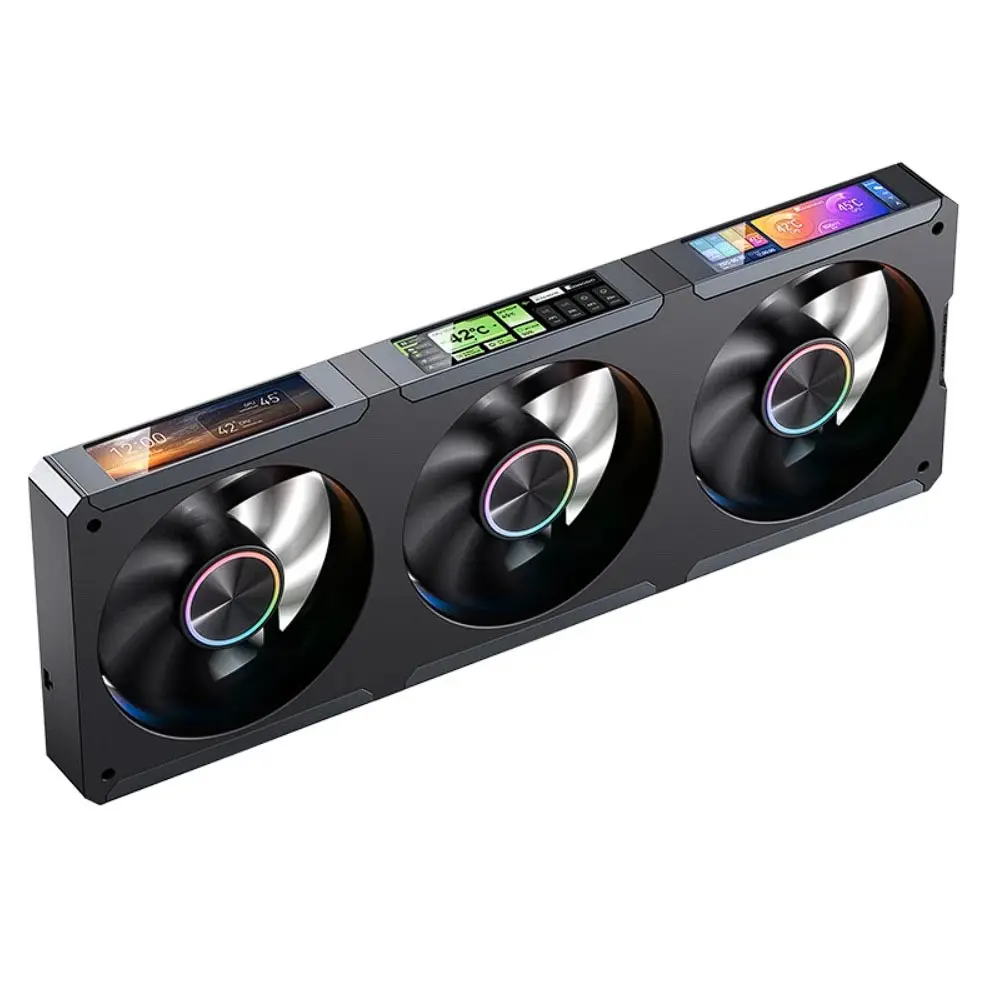 JONSBO TF3-360SC : un AIO avec écran sur le bloc de refroidissement du processeur mais aussi sur le côté des ventilateurs 3 JONSBO TF3-360SC bloc ventilateurs