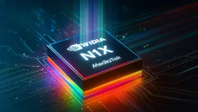 Les fuites s’accumulent : Le N1X refait surface, cette fois dans Furmark 25 Illustration 3D du SoC NVIDIA N1X développé en collaboration avec MediaTek, intégré sur une carte mère futuriste.