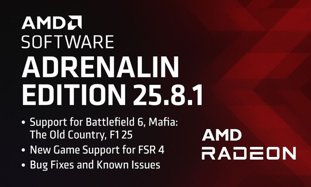 AMD Adrenalin 25.8.1 : un pilote taillé pour Battlefield 6, Mafia The Old Country et FSR 4 2 AMD Adrenalin 25.8.1
