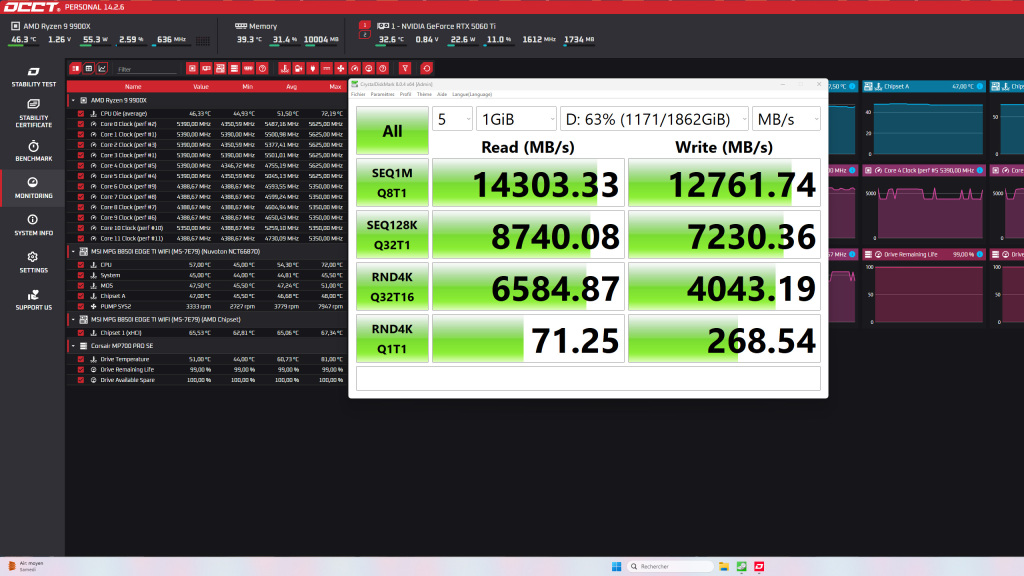 MPG B850I EDGE TI WIFI SSD TEST