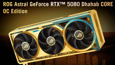 ASUS ROG Astral RTX 5080 Dhahab CORE : 1899 $ pour du faux or 17 ROG ASTRAL RTX5080 O16G DHAHAB CORE 1899$