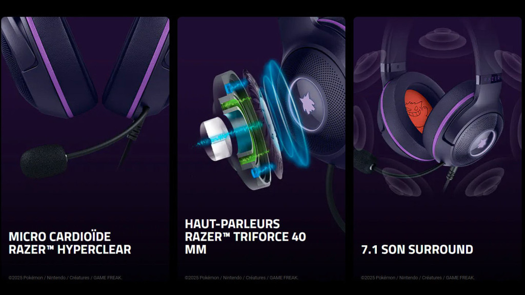 Casque Razer Kraken Kitty V2 - Édition Gengar : devenez espiègle mais avec classe ! 4 Razer Kraken Kitty V2 Édition Gengar fonctionnalités