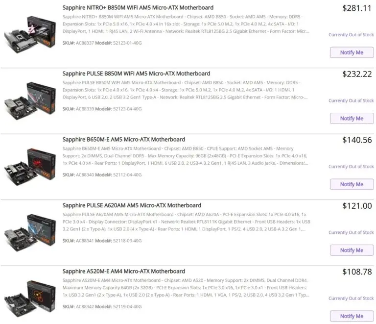 Sapphire présente sa carte mère NITRO+ B850M Wifi pour Ryzen 9000 7 SAPPHIRE NITRO PULSE MOTHERBOARDS 768x661