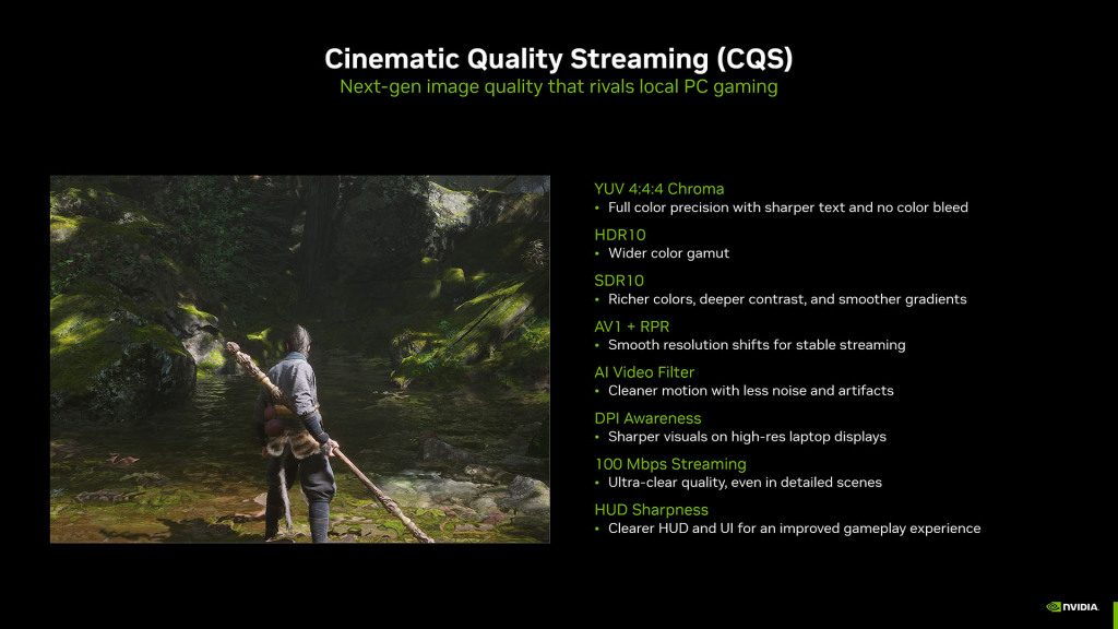 NVIDIA Blackwell débarque sur GeForce NOW : RTX 5080, DLSS 4 et plus de 4 500 jeux 4 geforce now cinematic quality streaming cqs