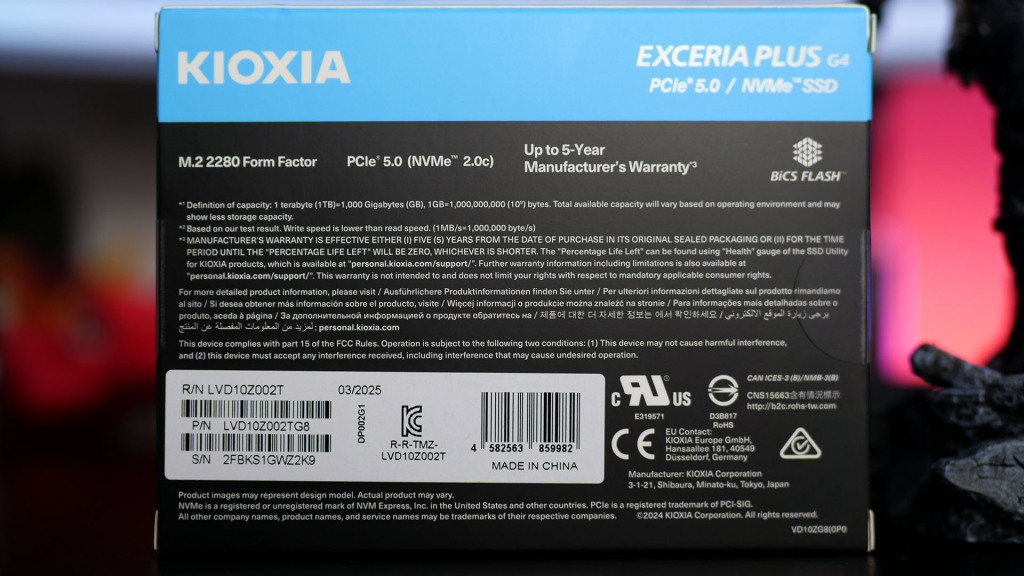 ssd kioxia exceria plus g4 box verso