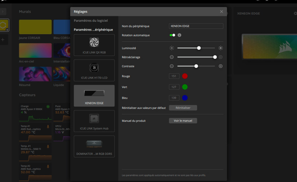 xeneon icue settings