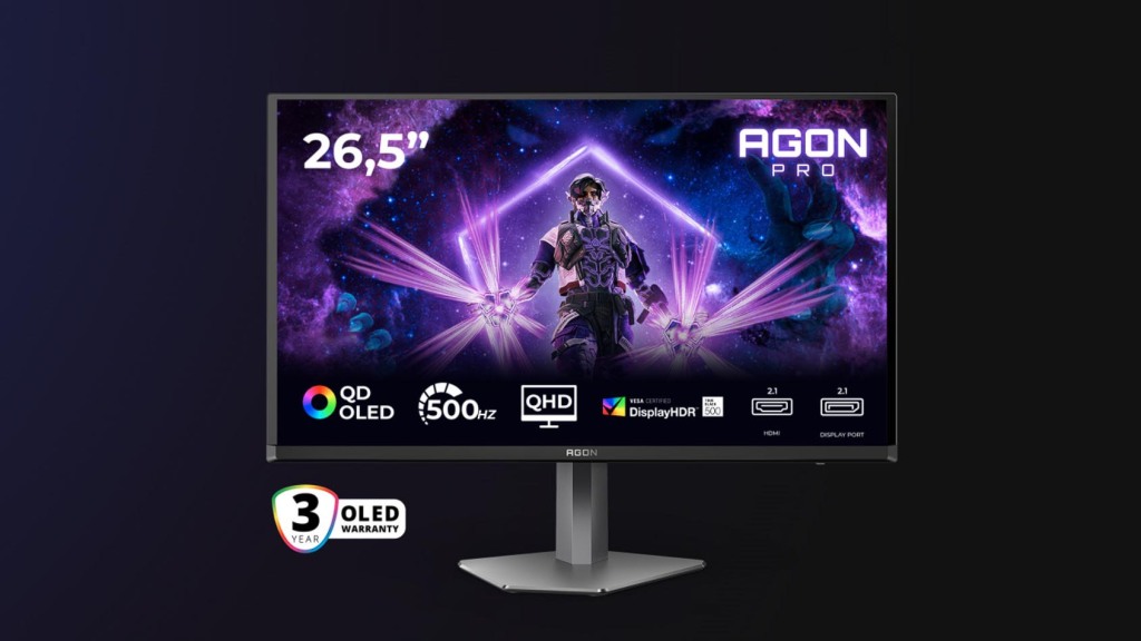 AGON PRO AG276QKD2 : moniteur de jeu QD-OLED de 26,5" et 500Hz 2 AGON PRO AG276QKD2 face