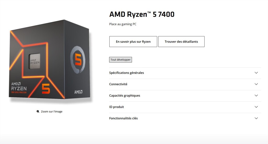 AMD Ryzen 5 7400 et 7400F : deux Zen 4 officiels, plus rapides mais limités aux OEM 2 AMD Ryzen™ 5 7400 Google Chrome