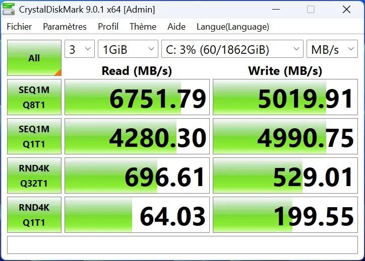 ASUS ProArt P401 test SSD