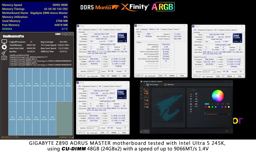 XFinity+ : la première mémoire DDR5 avec écran OLED intégré signée GIGABYTE et V-COLOR 8 INTEL Z890 AORUS MASTER TEST v color XFinity+ cudimm