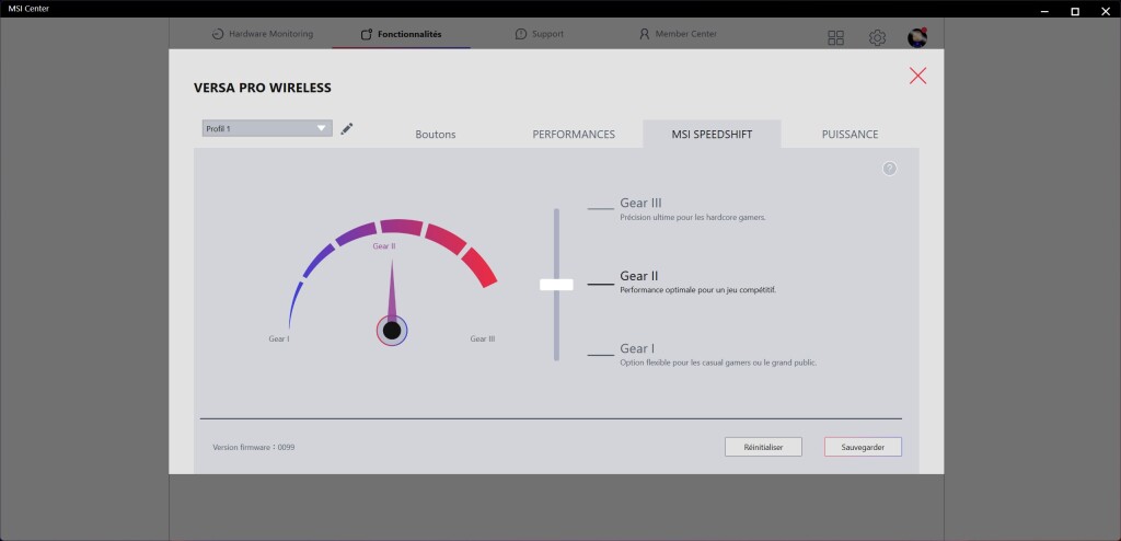 MSI Versa Pro Wireless speedshift