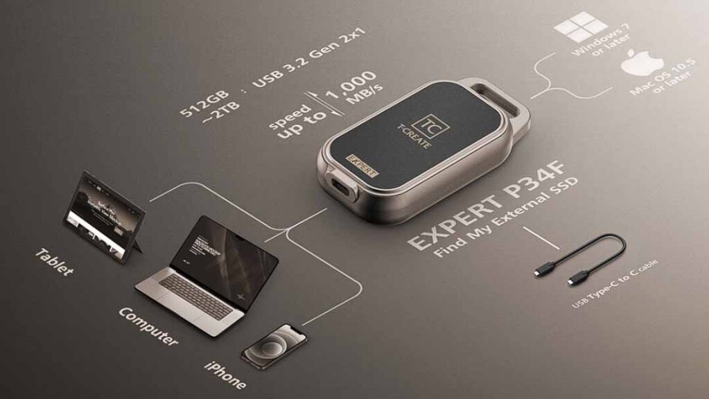 TEAMGROUP lance le T-CREATE EXPERT P34F Find My SSD Externe Portable avec un suivi de localisation breveté innovant et des alertes sonores 5 SSD Externe TeamGroup P34F compatibilité