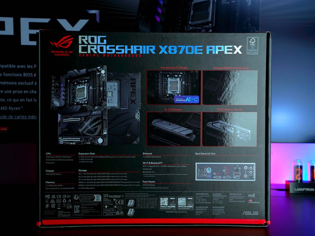 asus rog crosshair x870e apex box verso