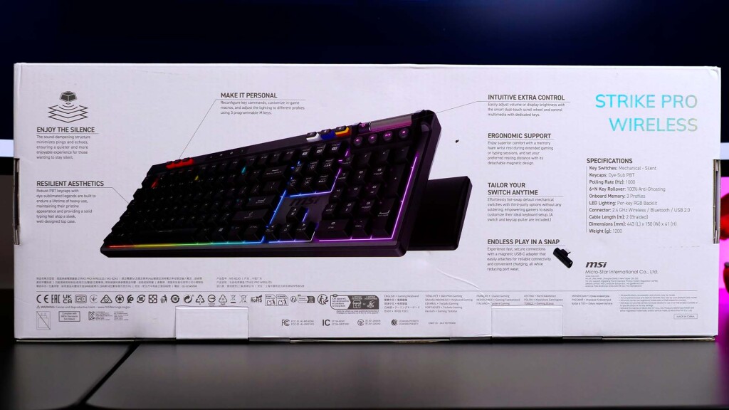 msi strike pro wireless box verso