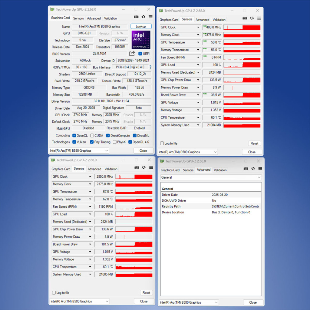 test asrock arc b580 challenger oc gpu z