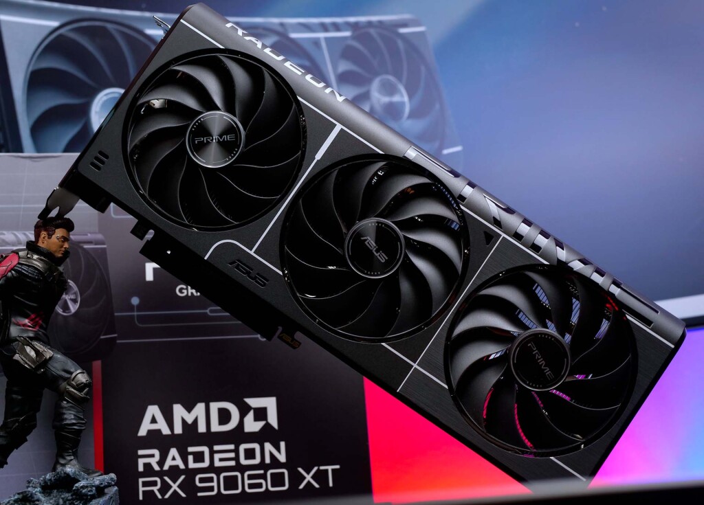 RX 9060 XT vs RTX 5060 Ti : duel milieu de gamme AMD RDNA 4 contre NVIDIA Blackwell 7 test asus prime rx 9060 xt o16g deco