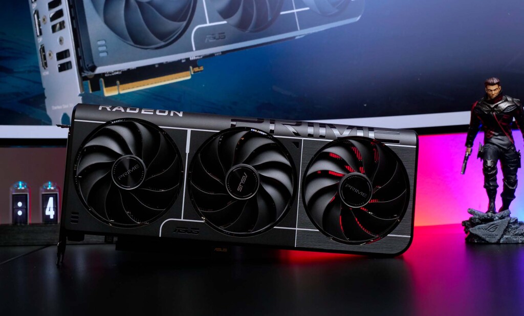 test asus prime rx 9060 xt o16g vue de face
