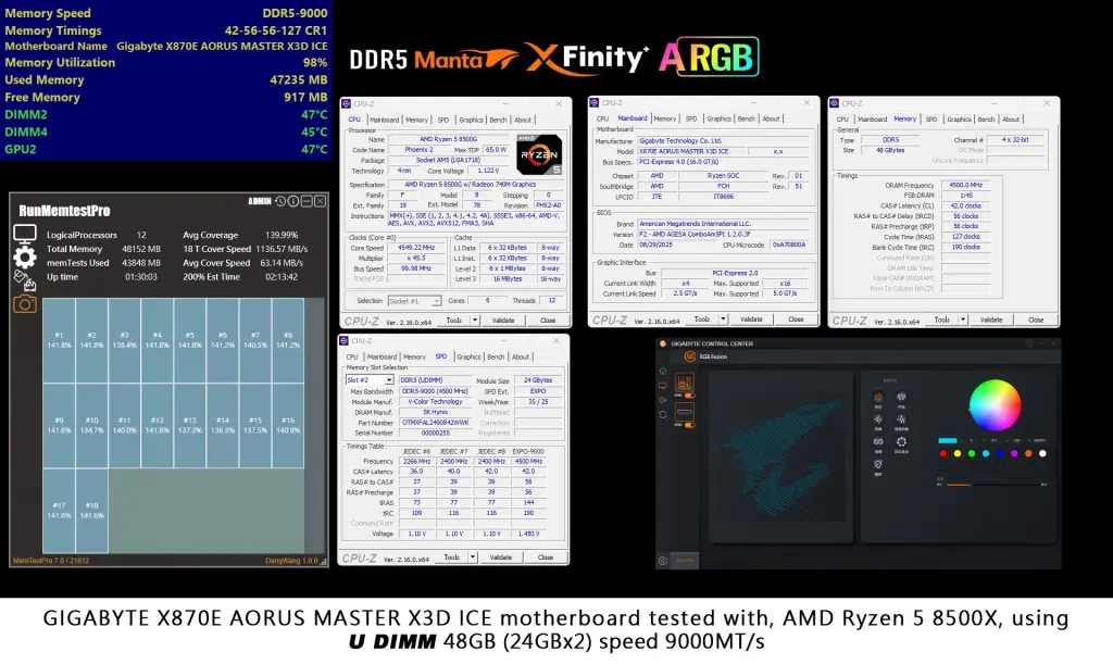XFinity+ : la première mémoire DDR5 avec écran OLED intégré signée GIGABYTE et V-COLOR 7 v color XFinity+ AMD X870E AORUS MASTER X3D