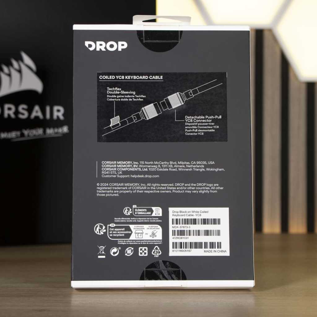 CORSAIR MAKR 75 câbles DROP emballage face arrière