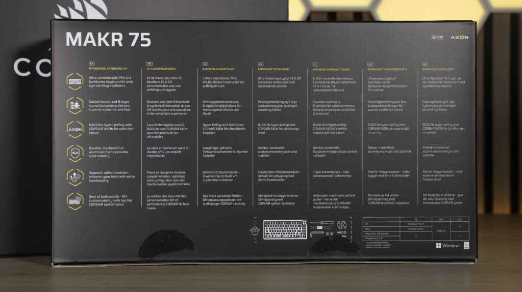 CORSAIR MAKR 75 emballage face arrière