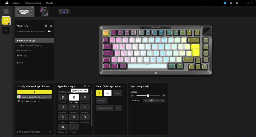 CORSAIR MAKR 75 logiciel éclairage