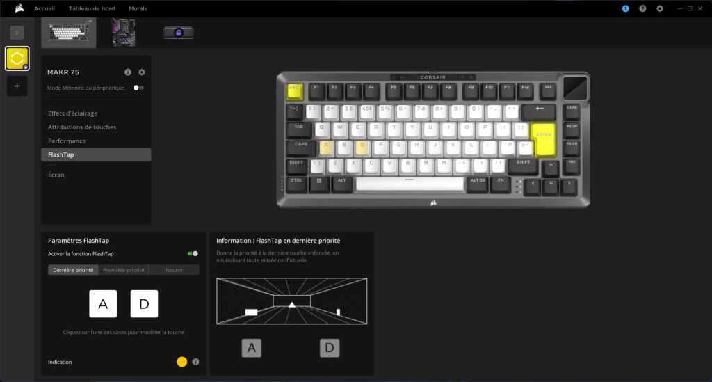 CORSAIR MAKR 75 logiciel flash tap