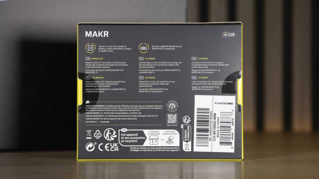CORSAIR MAKR 75 module LCD emballage face arrière