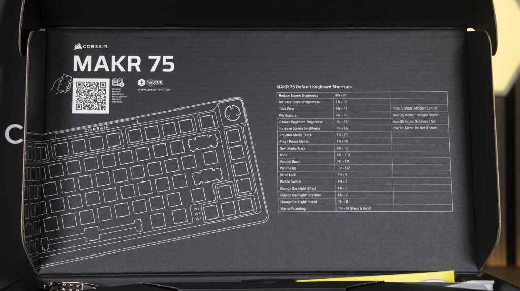 CORSAIR MAKR 75 raccourcis
