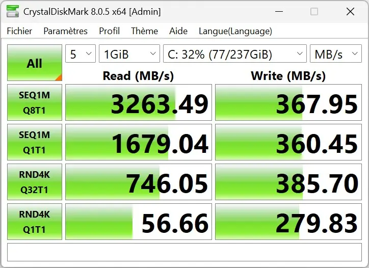 COUGAR FV270 RGB test SSD
