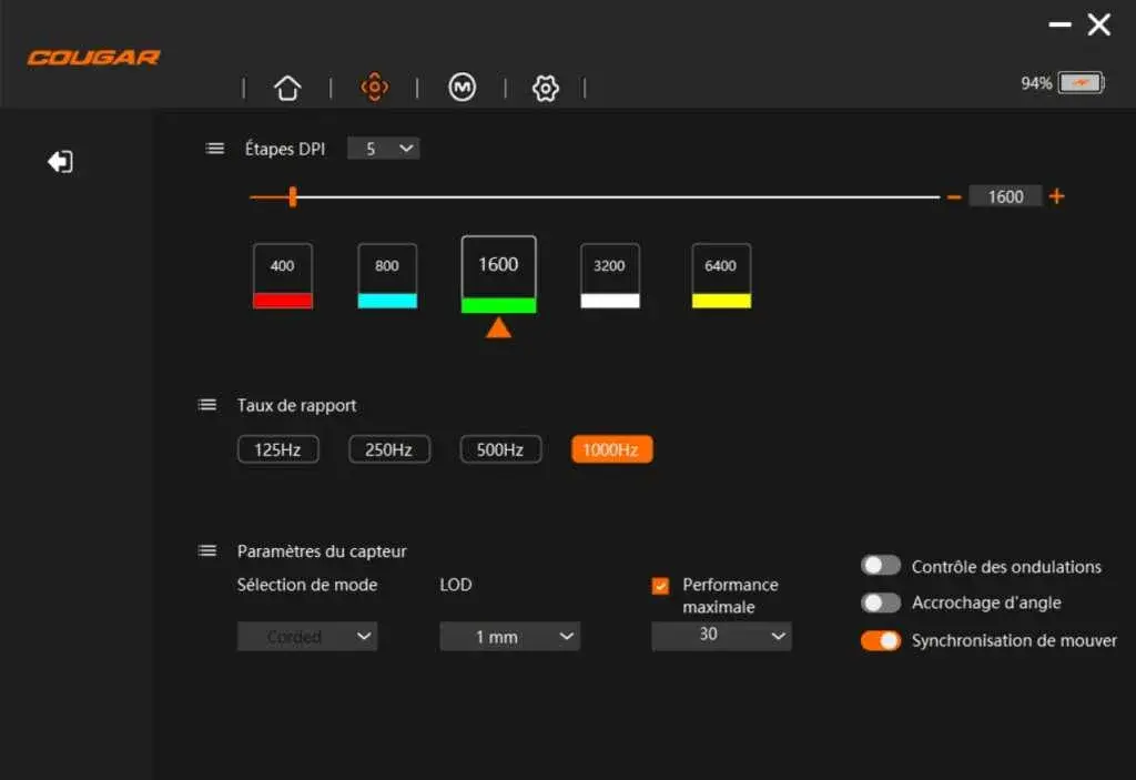 COUGAR Revenger Pro 4K logiciel 1000Hz