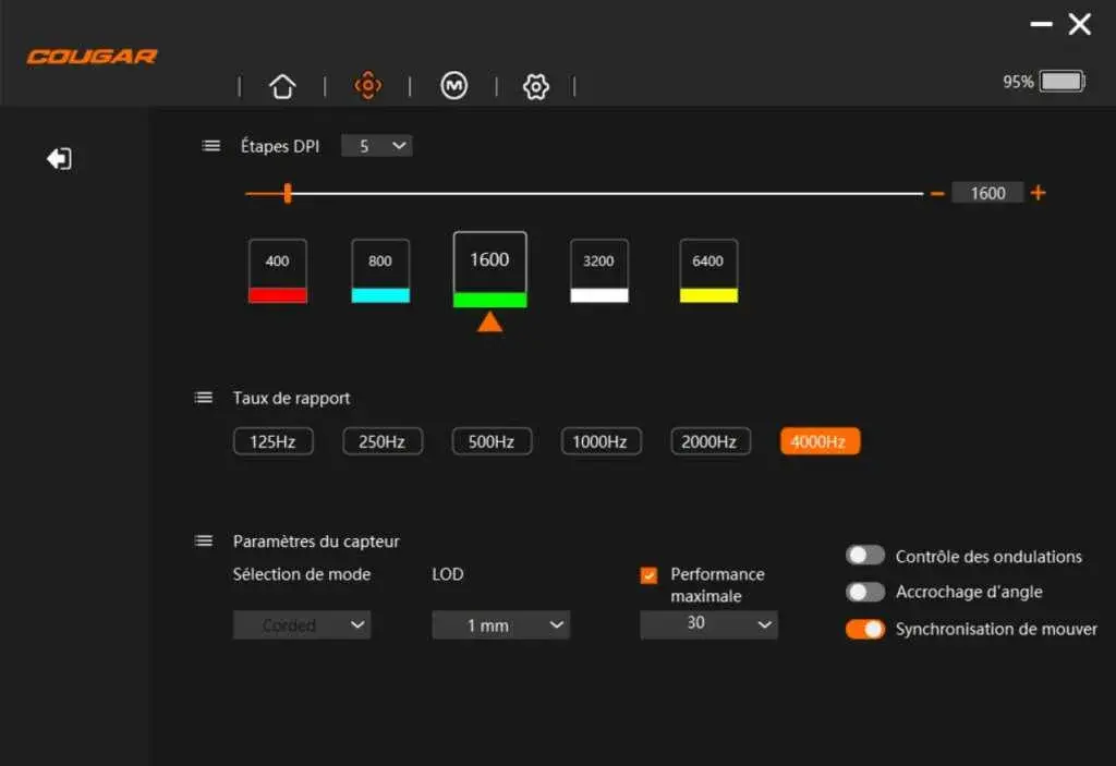 COUGAR Revenger Pro 4K logiciel 4000Hz