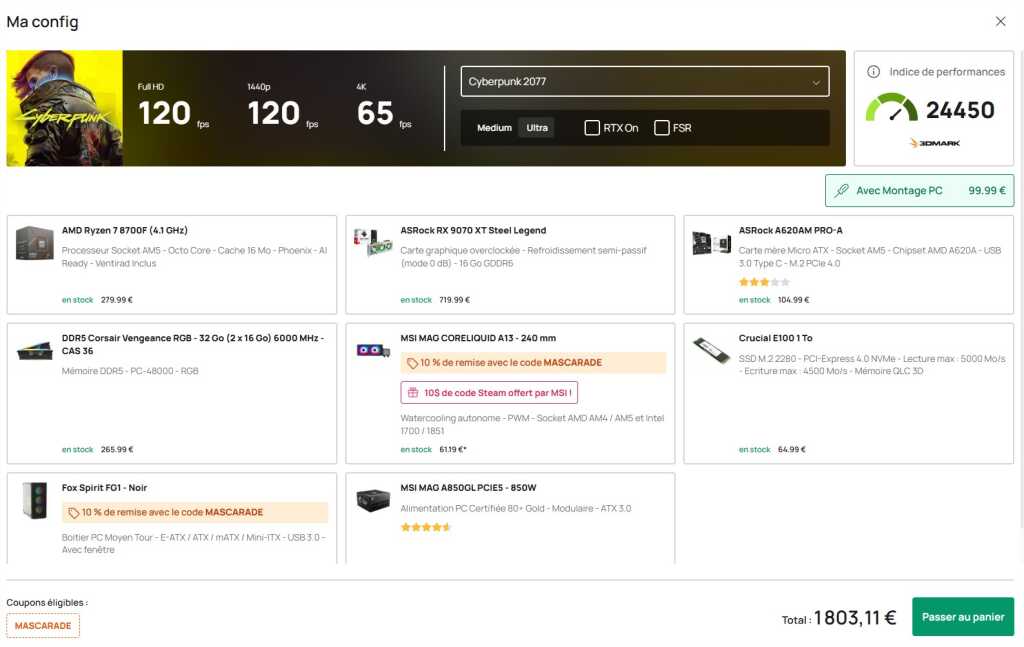 Bon plan Powerlab : un PC Gamer équilibré en promo, basé sur la Radeon RX 9070 XT 10 ConfigoMatic Ton PC sur mesure Google Chrome