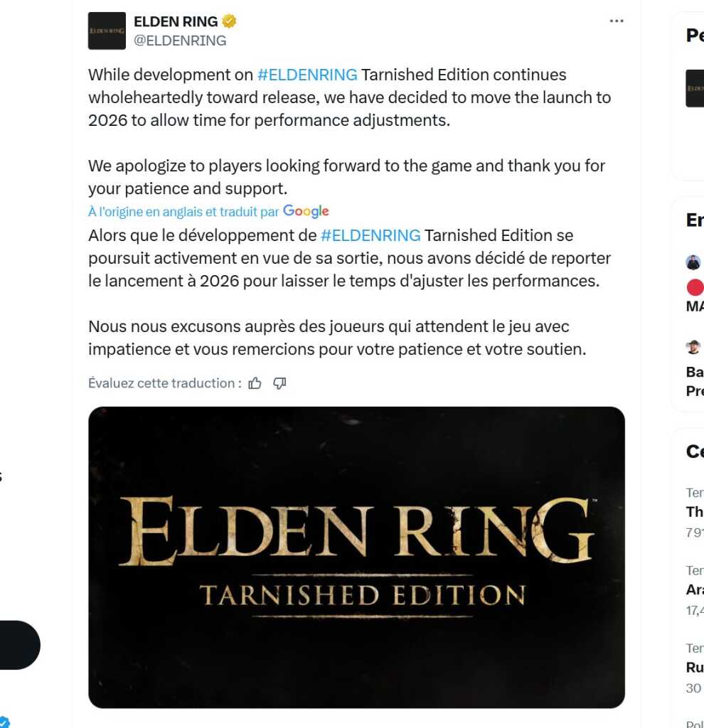 Elden Ring Tarnished Edition retardé sur Switch 2 : performances encore en cause 2 ELDENRING Tarnished Edition