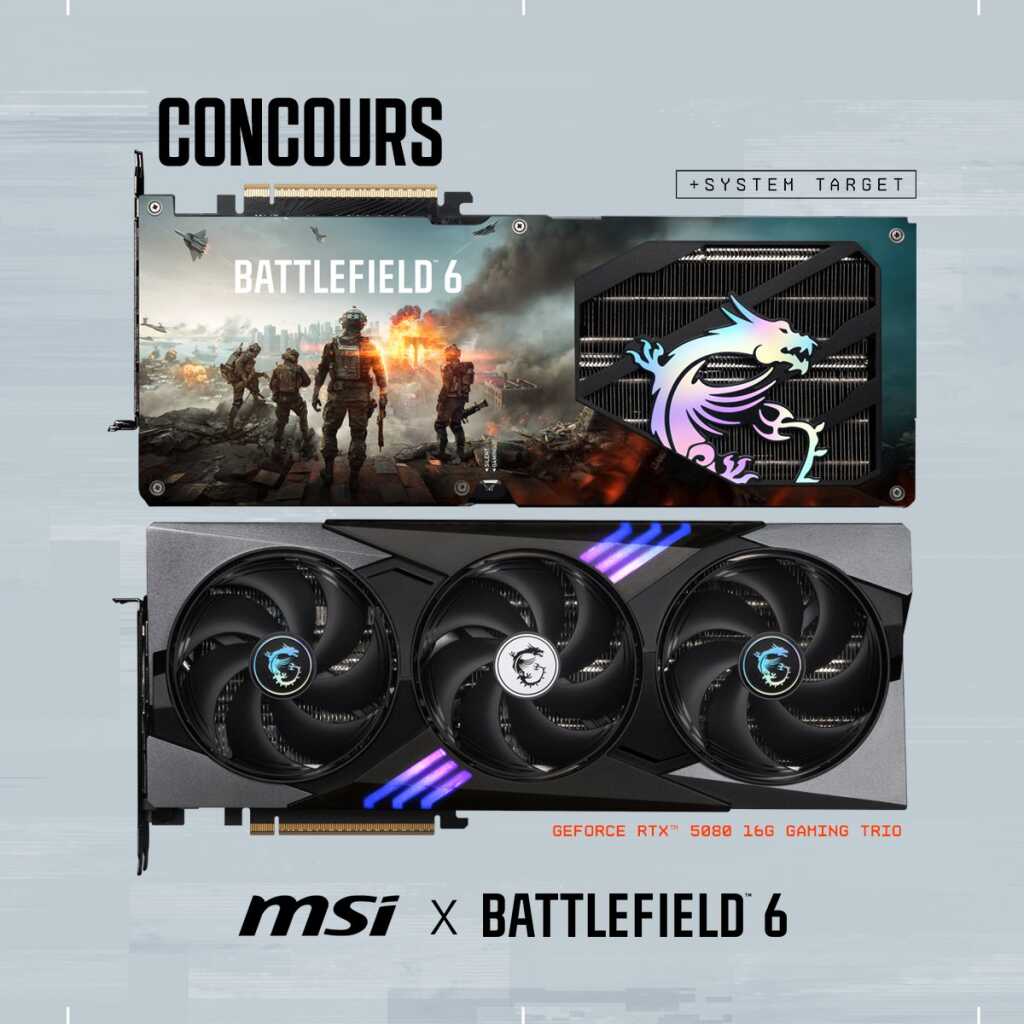 MSI RTX 5080 Gaming Trio Battlefield 6: un exemplaire collector à gagner du 10 au 27 octobre 2 MSI RTX 5080 Gaming Trio Battlefield 6 01