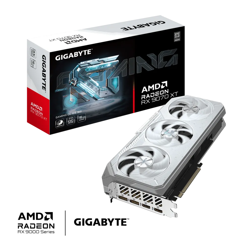 Gigabyte lance des RX 9070 XT et 9060 XT GAMING OC ICE : nouvelles cartes blanches en vue 3 RX 9070 XT GAMING OC ICE 16G box