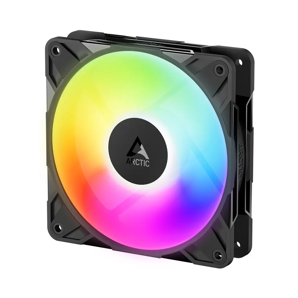 ARCTIC P12 Pro Reverse A-RGB, ventilateurs 120 mm à pales inversées, airflow optimisé, câbles cachés, éclairage adressable