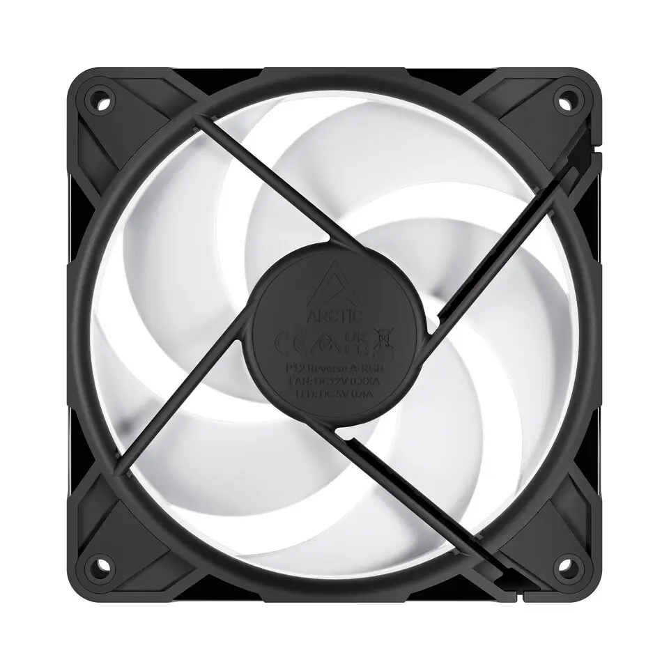 Ventilateur ARCTIC P12 Pro Reverse A-RGB, pales inversées, 120 mm, airflow optimisé, RGB adressable, câble PWM