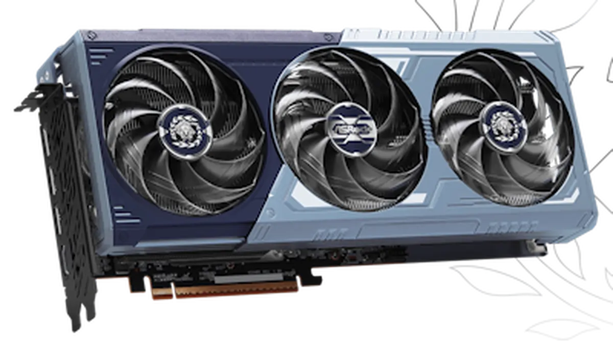 Visuel promotionnel de la carte graphique ASRock RX 9070 XT édition Monster Hunter Wilds, design thématique et logo du jeu vi
