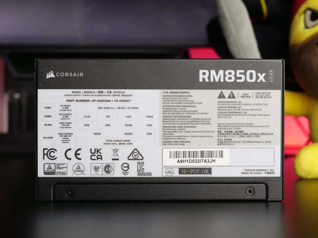 corsair rm850x shift 2025 face etiquette specs