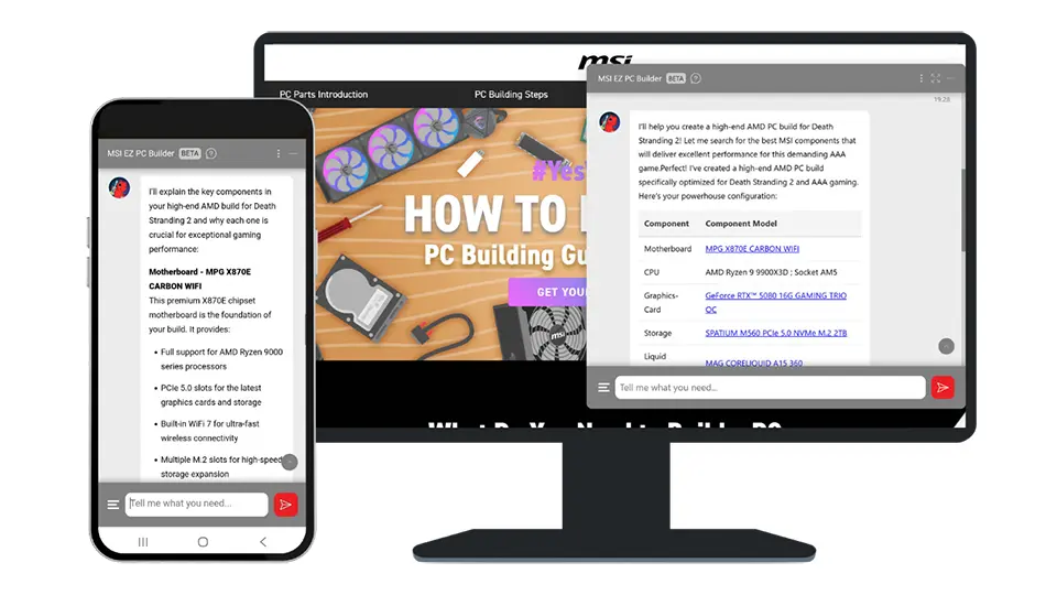 MSI EZ PC Builder : assistant IA pour configurer votre PC et vérifier la compatibilité 2 EZ PC Builder
