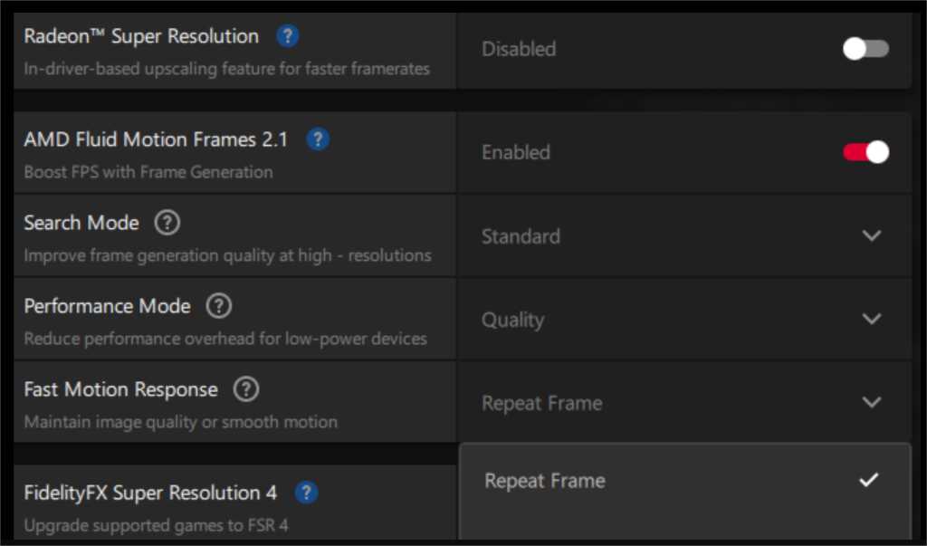 Fast Motion Response AFMF 2.1 : Pour scènes très rapides 3 fast motion response amd AFMF 2.1