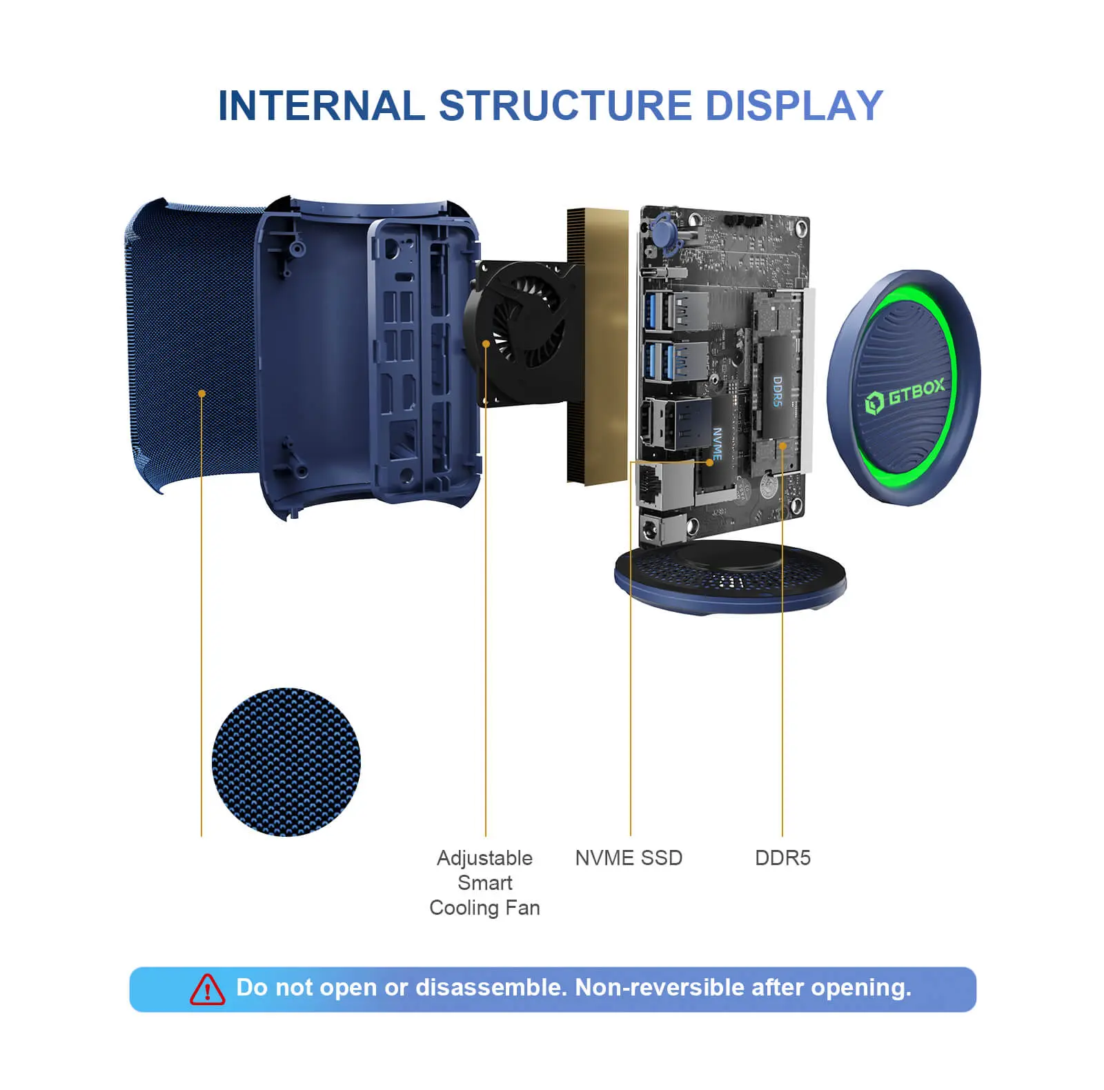 Mini PC Ryzen GTBOX T1 : un boîtier façon enceinte avec haut-parleurs intégrés 2 Mini PC GTBOX au format colonne, style enceinte, avec grille acoustique et contrôles en façade, propulsé par processeur Ryzen