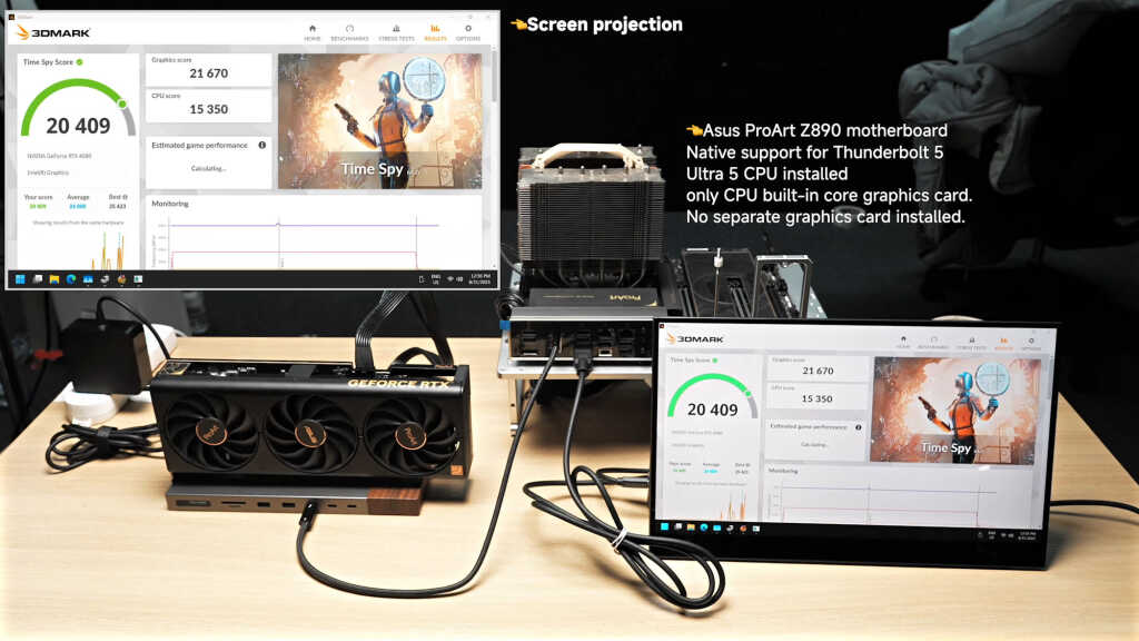 Dock eGPU Thunderbolt 5 Humbird 3 : écran intégré, charge sans fil et GPU jusqu’à RTX 5080 6 humbird 3 thunderbolt 5 egpu dock 05
