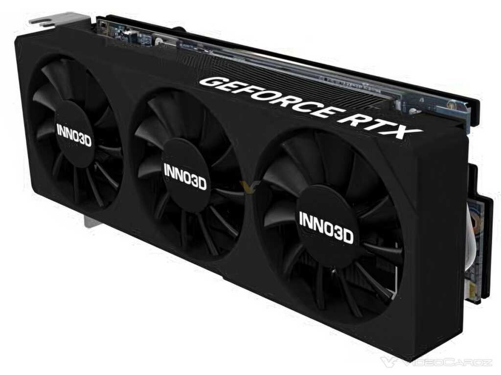 GeForce RTX 5060 Low Profile : Inno3D compacte sa carte en demi-hauteur avec 3 ventilateurs 2 Carte graphique Inno3D GeForce RTX 5060 low profile, demi-hauteur, avec trois ventilateurs noirs et équerre courte, vue de cô